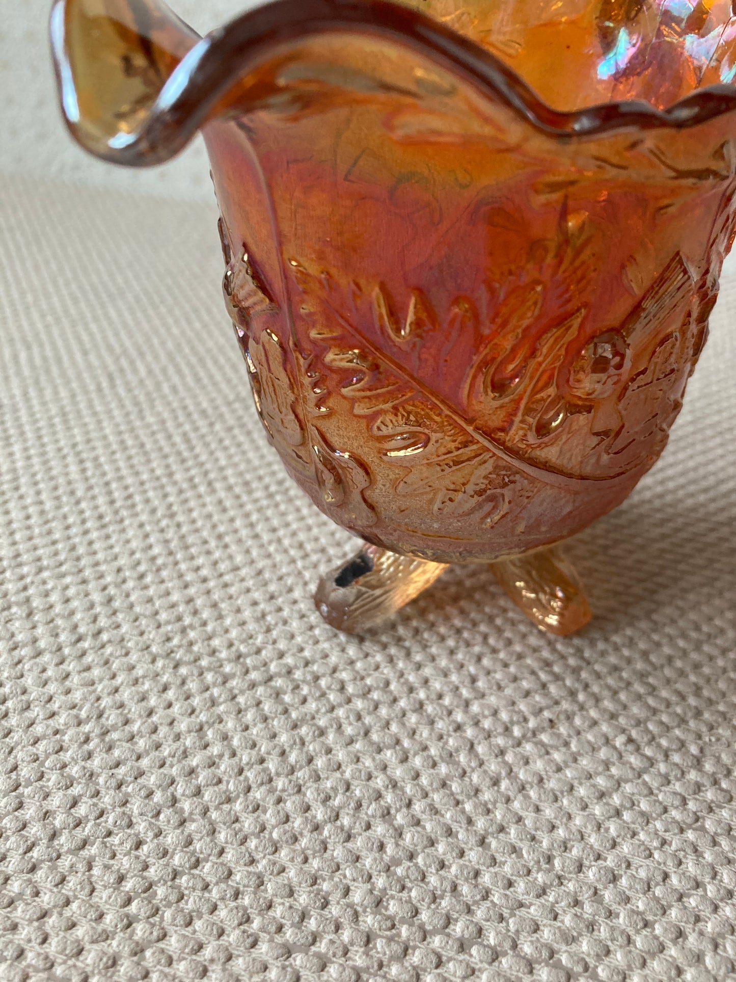 Thistle and Thorn Carnival Glass Sugar and Creamer set