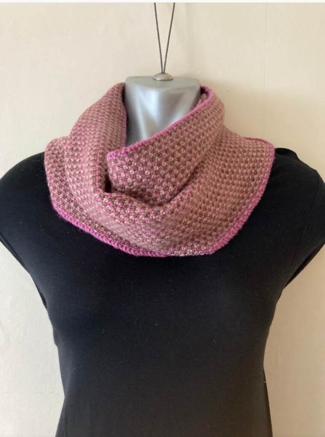 Pink and Brown Snood Scarf